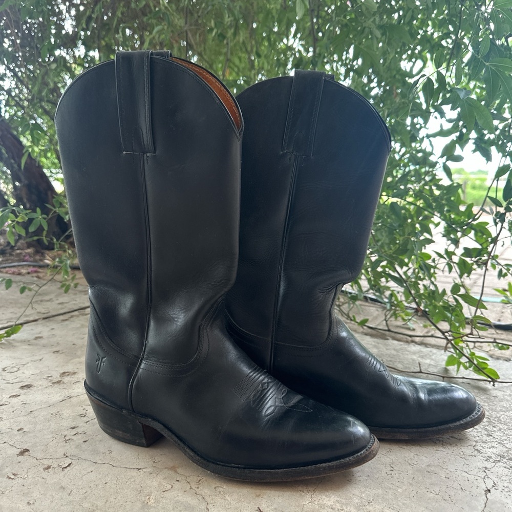 Frye Black Leather Western Boots Timeless Design